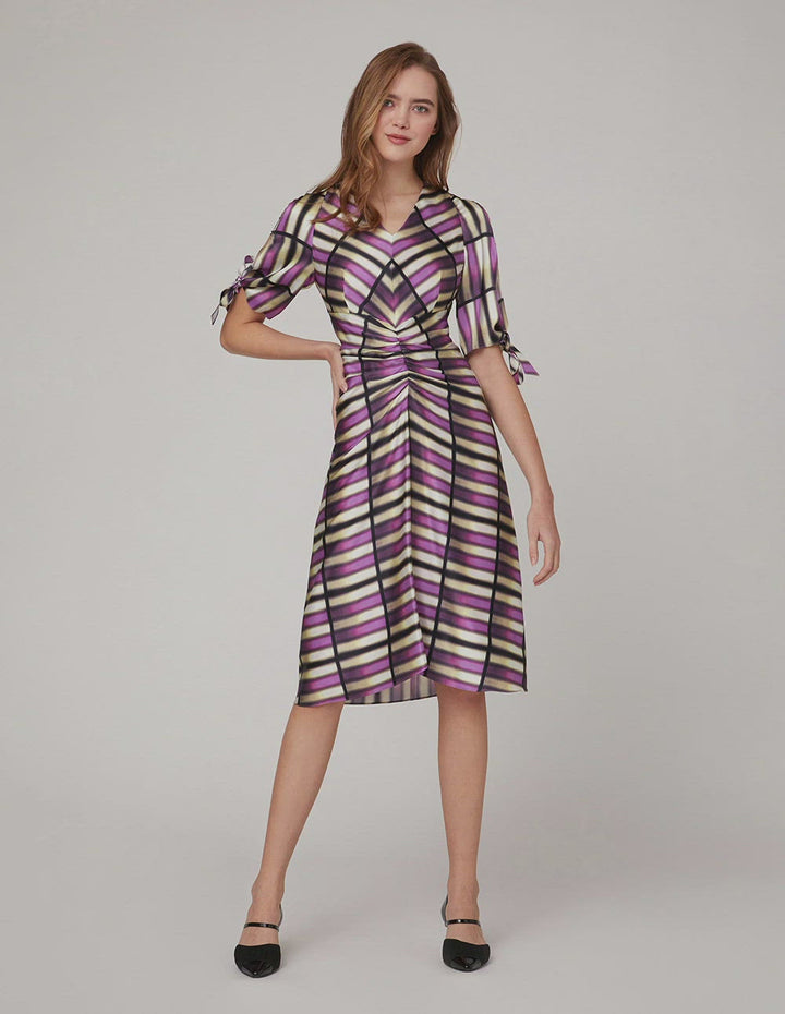 MARYLING Pink plaid silk print dress