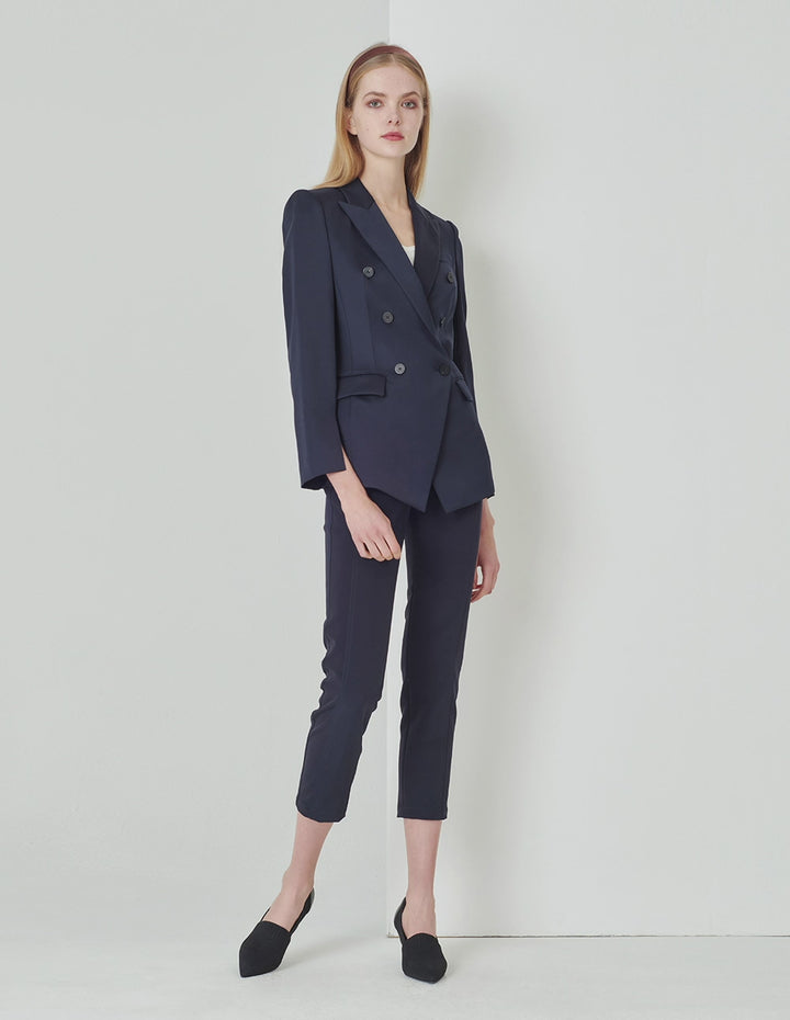 MARYLING Midnight Blue Classic Elastic Slim Pants